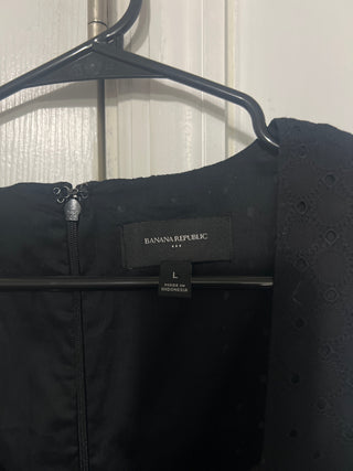 Banana Republic Black Eyelet A-Line Dress - Size L