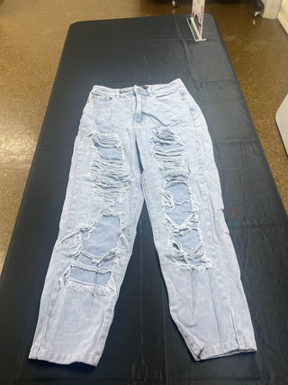 Missguided Light Blue Distressed High Rise Mom Jeans - Size US 6