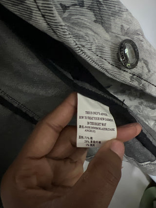 Only Jeans Grey Floral Fade Denim Blazer - Size XS