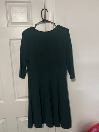 Lark & Ro Dark Green Drop-Waist Fit & Flare Dress - Size L