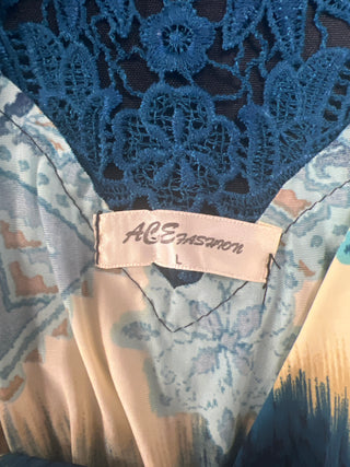ACE Fashion Blue & Yellow Tie-Dye Boho Maxi Dress - Size L
