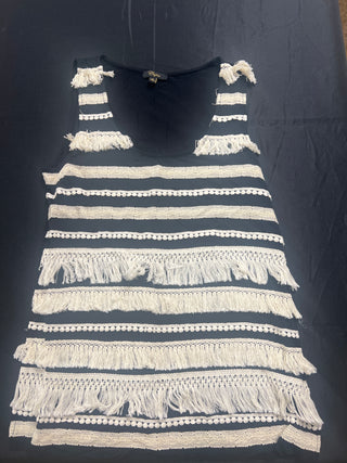Cupio Black Boho Crochet Fringe Dress - Size M