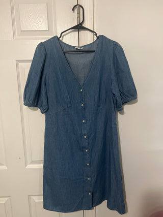 Gap Medium Wash Blue Chambray Button-Front Dress - Size L