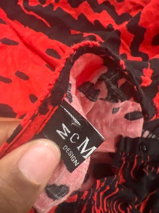 LucMatton Design Red and Black Abstract Print Tunic Top Size Medium
