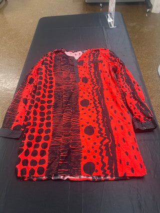 LucMatton Design Red and Black Abstract Print Tunic Top Size Medium