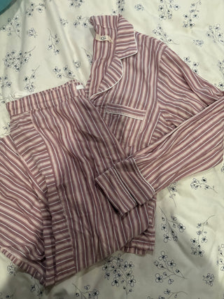UGG Striped Pajama Set Small Pink White Lounge Set Cozy Sleepwear