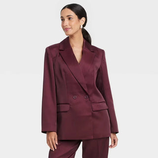 Burgundy Structured Blazer XL Wine Red Structured Jacket Work Office