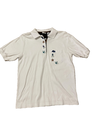 White and Brown Line-Up Collared Shirt